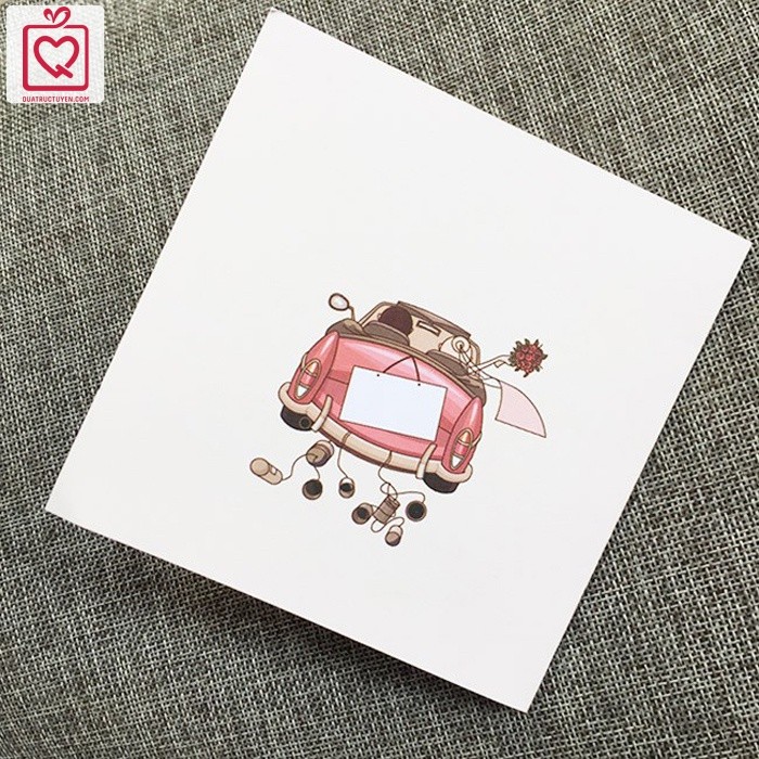 Thiệp vuông gấp Chúc Mừng Đám Cưới quà tặng  - Happy Wedding