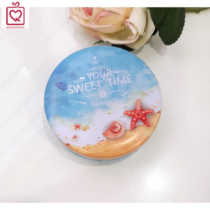 Hộp thiếc đựng quà, trang sức, hũ nến tròn đa năng họa tiết đẹp mắt