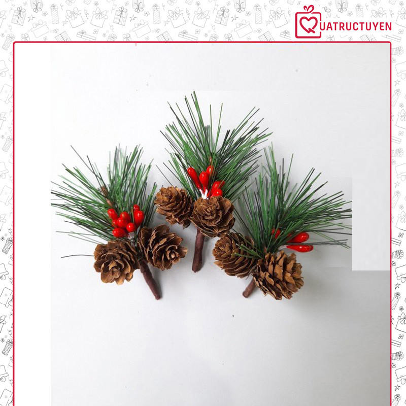 Set 10 cành thông giáng sinh DIY - phụ kiện trang trí Noel, quà tặng handmade