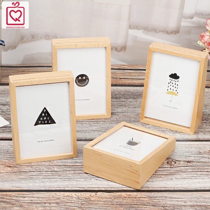 Hộp nhạc gỗ khiểu khung ảnh trang trí để bàn 2 trong 1 cổ điển