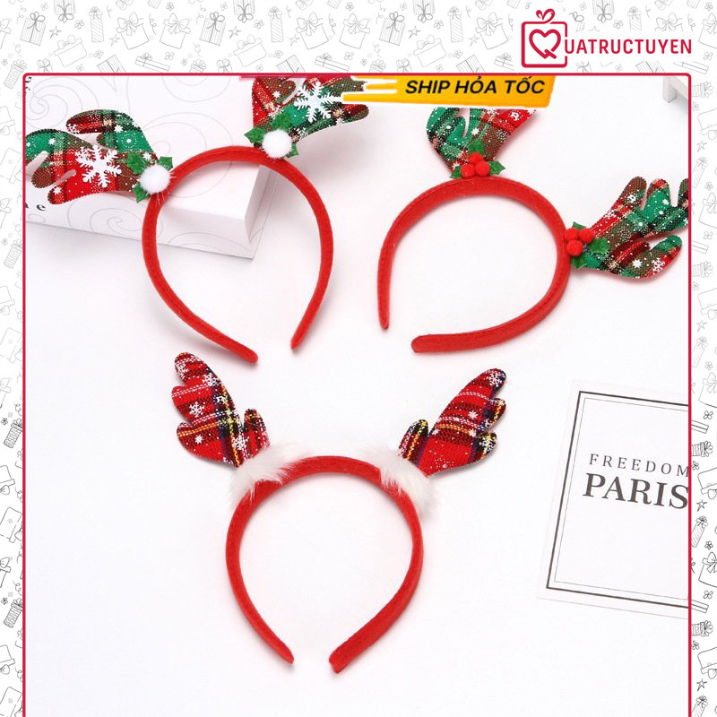 Bờm sừng tuần lộc giáng sinh Noel, phụ kiện cài tóc bạn gái, bé gái dễ thương