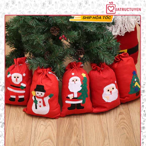 Túi ông già Noel đựng quà Giáng sinh vải nỉ hình Người tuyết/ Cây thông