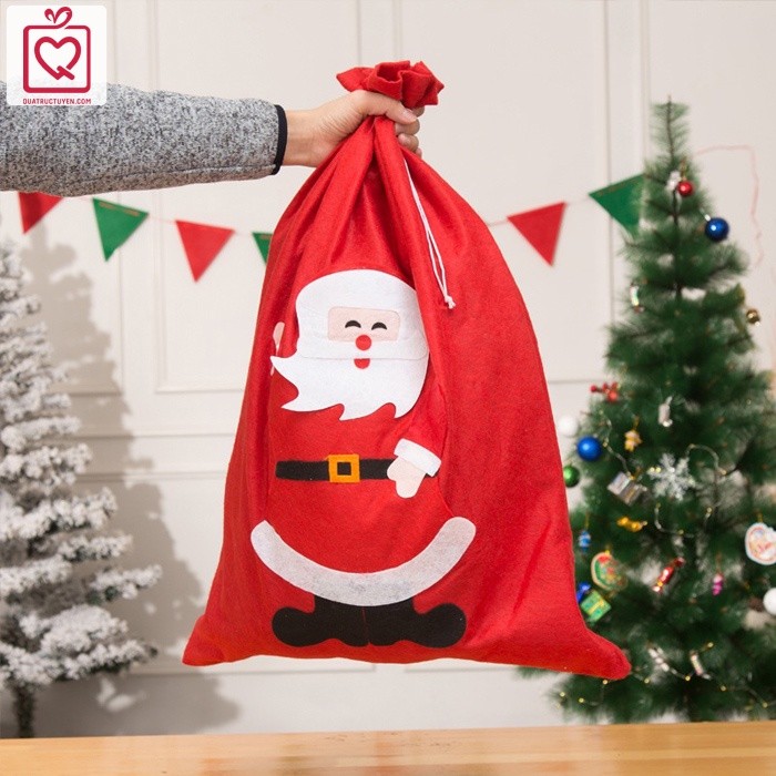Túi ông già Noel đựng quà Giáng sinh vải nỉ hình Người tuyết/ Cây thông
