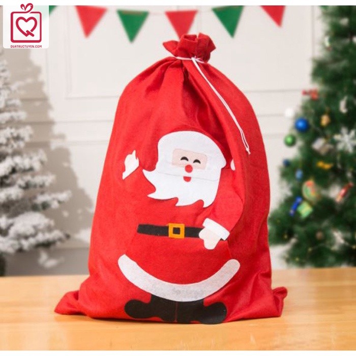 Túi ông già Noel đựng quà Giáng sinh vải nỉ hình Người tuyết/ Cây thông