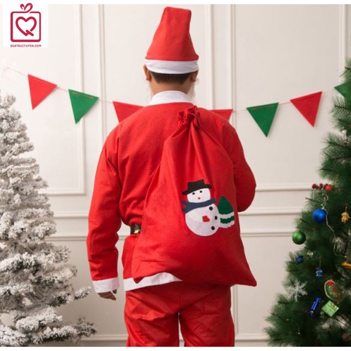 Túi ông già Noel đựng quà Giáng sinh vải nỉ hình Người tuyết/ Cây thông