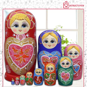 Búp bê Nga Matryoshka gỗ trầm bộ 10 con