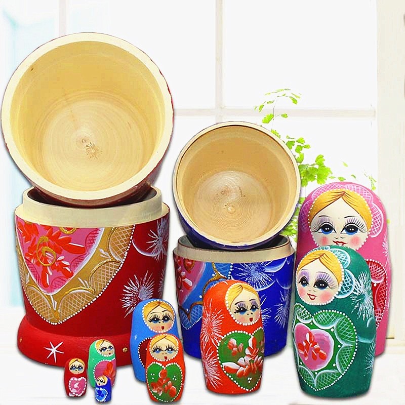 Búp bê Nga Matryoshka gỗ trầm bộ 10 con