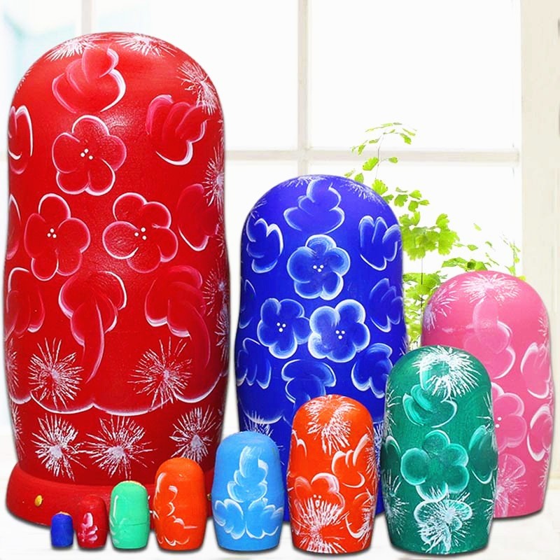 Búp bê Nga Matryoshka gỗ trầm bộ 10 con