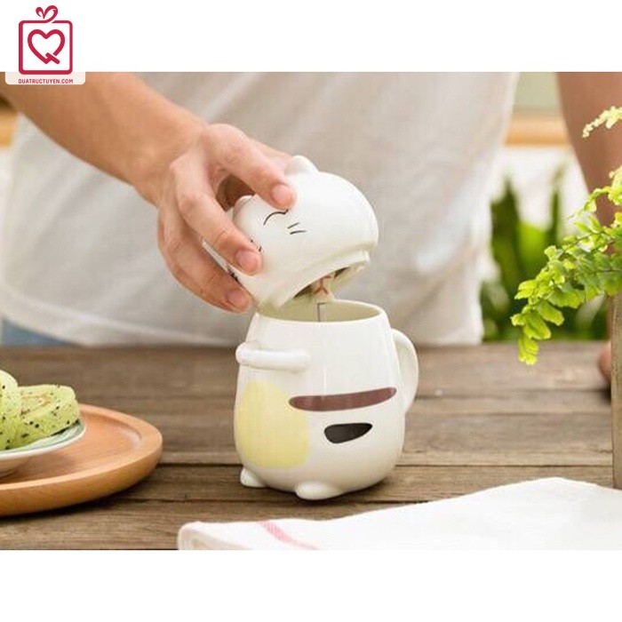 Cốc sứ chú mèo lắm chiêu đáng yêu ngộ nghĩnh, cốc mèo thần tài nhiều màu may mắn