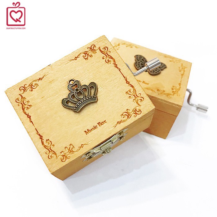 Hộp nhạc gỗ quay tay kiểu cổ điển - quà lưu niệm tặng sinh nhật bạn trai, bạn gái, người yêu ý nghĩa