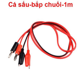 [Bán sỉ combo] (5 cái) Dây điện kẹp 2 đầu cá sấu, 1 đầu cá sấu 1 bắp chuối dài 1m