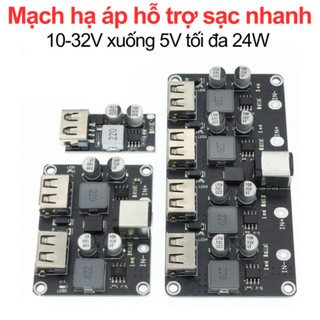 Mạch hạ áp 10-32V xuống 5V tối đa 24W chế sạc điện thoại, hỗ trợ sạc nhanh 1 - 4 cổng