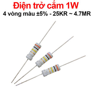 [Bán sỉ combo] (100 cái) Điện trở cắm 1W 4 vòng màu ±5% - giá trị 25KR đến 4.7MR