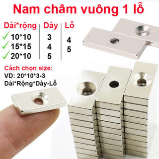 [Bán sỉ combo] (5 cái) Nam châm đất hiếm vuông , chữ nhật 1 lỗ