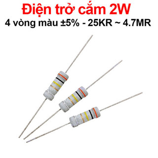 [Bán sỉ combo] (50 cái) Điện trở cắm 2W 4 vòng màu ±5% - giá trị 25KR đến 4.7MR