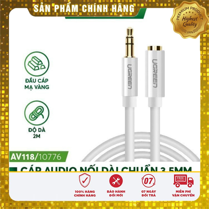 Dây AV nối dài 3.5mm UGREEN AV118/10176 | Đầu mạ vàng hỗ trợ mic | Bảo ...