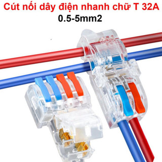 [Bán sỉ combo] (2 cái) Cút nối dây điện nhanh chữ T 32A Cho dây 0.5 - 5mm2