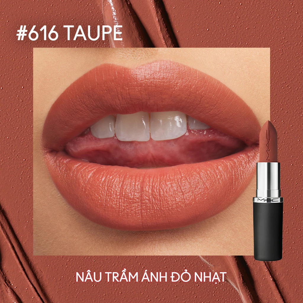 #616 Taupe MAC MACximal Silky Matte Lipstick | Son thỏi bán chạy, hiệu ứng mịn lì, bền màu suốt 12H (bản sao) (bản sao)