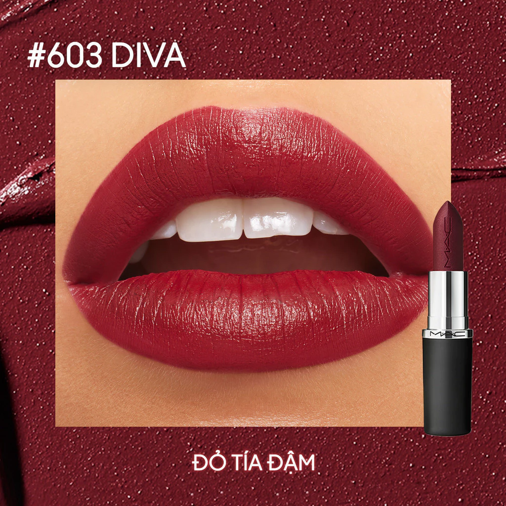 #603 Diva MAC MACximal Silky Matte Lipstick | Son thỏi bán chạy, hiệu ứng mịn lì, bền màu suốt 12H (bản sao) (bản sao) (bản sao) (bản sao)