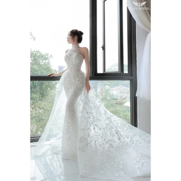 ẢNH THẬT SHOP_Váy cưới, lễ đường, chụp ảnh cưới 2 in 1 ren hoa cao cấp