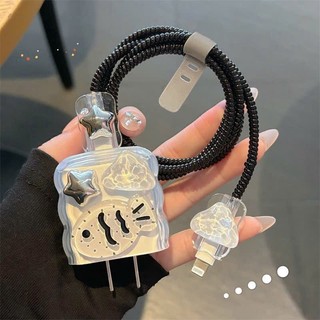 [Cá biển] Bộ phụ kiện bảo vệ cáp và củ sạc PD18/20W cao cấp hoạt hình chống đứt gãy RABBI