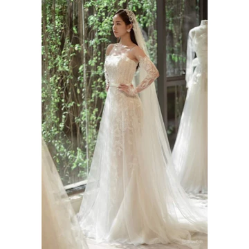 MẪU HOT MÙA CƯỚI Váy cưới, váy tiệc bó cá ren cao cấp, 3 in 1 tay dài rời, váy cúp bản vai rời