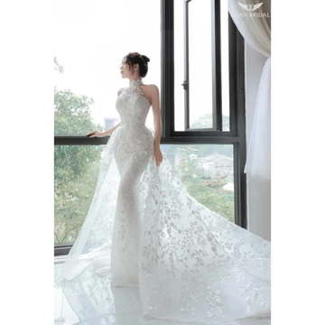 ẢNH THẬT SHOP_Váy cưới, lễ đường, chụp ảnh cưới 2 in 1 ren hoa cao cấp