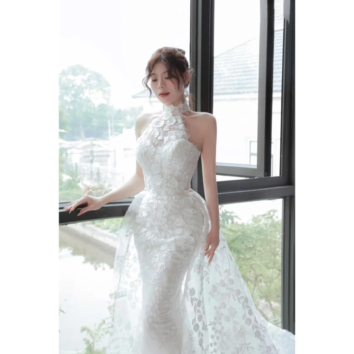ẢNH THẬT SHOP_Váy cưới, lễ đường, chụp ảnh cưới 2 in 1 ren hoa cao cấp