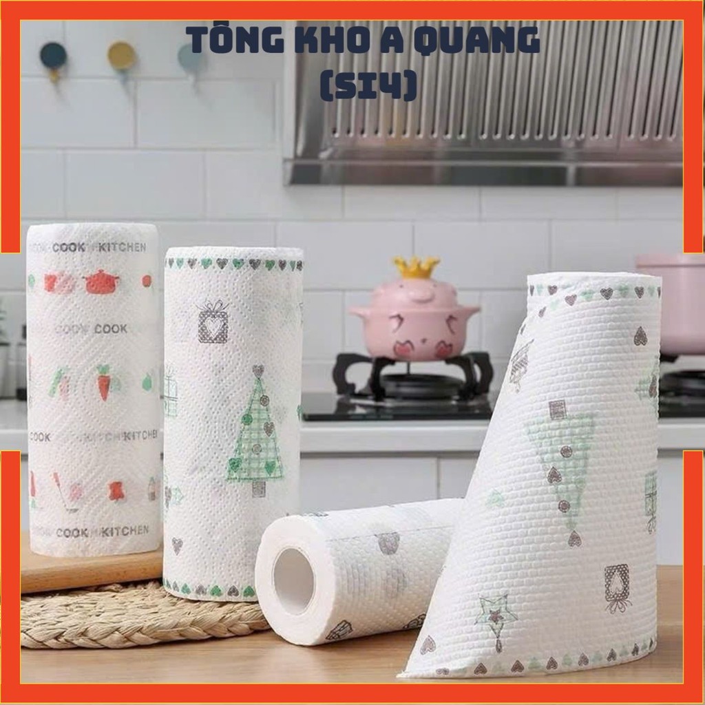 Cuộn 50 Khăn Giấy Vải Lau Đa Năng, Lau Bếp, Lau Bát Đĩa Có Thể Tái Sử Dụng, Khăn Lau Chống Thấm Dầu Mỡ Các Loại AK3699