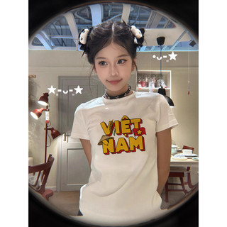 Áo thun nữ ôm body trắng vietnam ELECLASSM baby tee ôm eo hài hước mùa hè