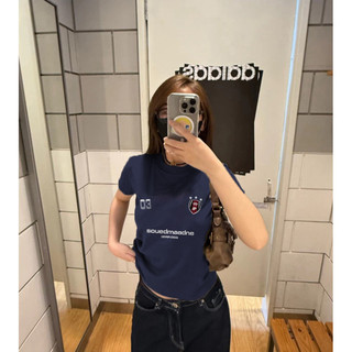 áo thun nữ ôm body Xanh đậm áo style âu mỹ mùa hè áo girl phố Eleclassm  áo phông local brand