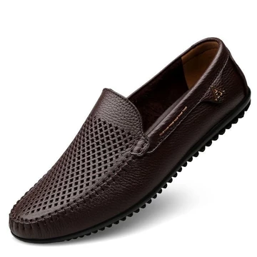 Giày da thật cho nam mùa hè, giày da thường cho nam, giày da thật đế mềm, giày bò lớp trên, giày slip-on cho bố
