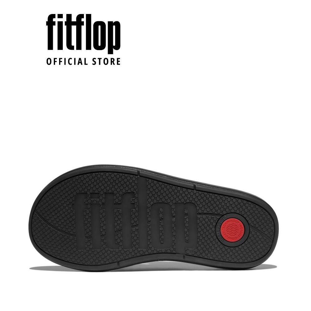 Dép Xăng Đan Nữ FitFlop iQUSHION D-Luxe Da Đệm Có Đai Xỏ Ngón - Black - FOT - JB6-090