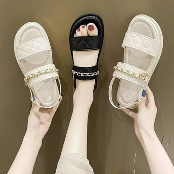 Giày sandal nữ 2 quai ngang đế bằng xăng đan nữ quai hậu học sinh hàn quốc phối xích validep04 V365