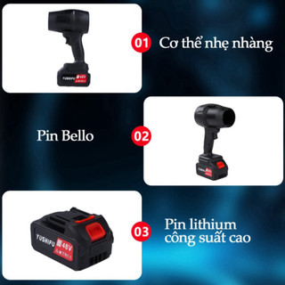Máy Thổi Phản Lực Siêu Mạnh, Thổi Bụi, Lá, Rác, Động Cơ Lõi Đồng Sử Dụng Chân Pin Phổ Thông 10 Cell