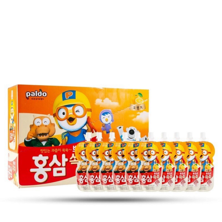 Nước Hồng Sâm Trái Cây Paldo Pororo Hàn Quốc - Hộp 10 gói 100ml