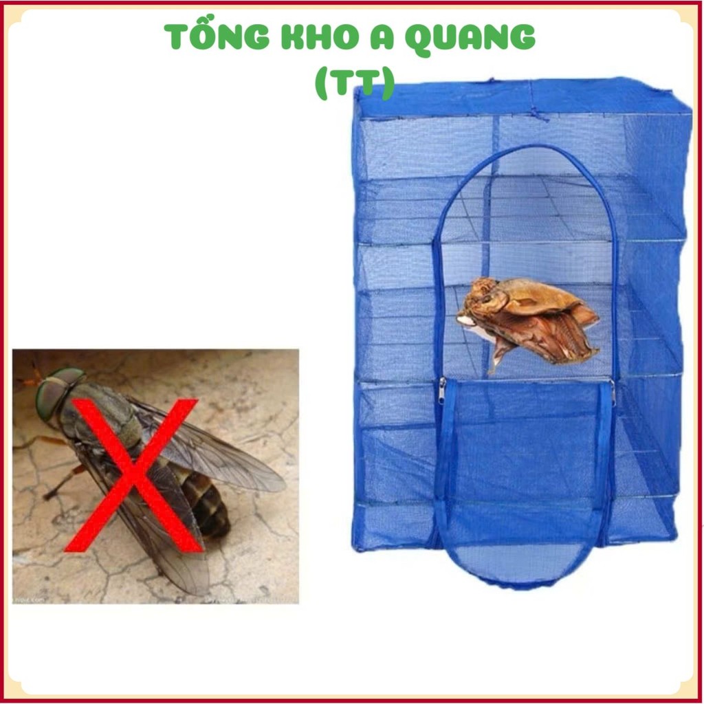 Lồng lưới phơi khô thực phẩm phơi cá treo 4 tầng để phơi cá khô có thể xếp gọn chống côn trùng