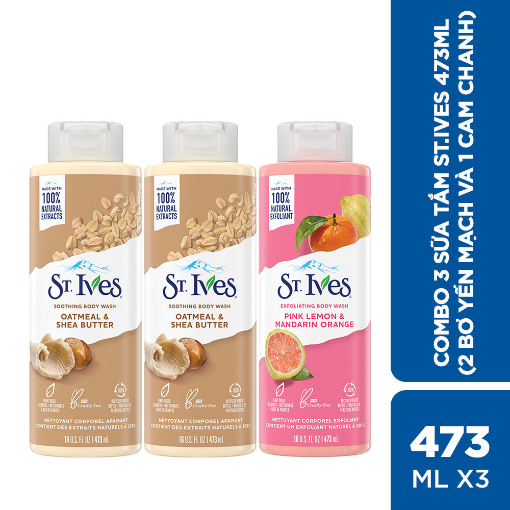 Combo 3 sữa tắm ST.IVES (Tùy chọn 450ml/chai hoặc 700ml/chai)