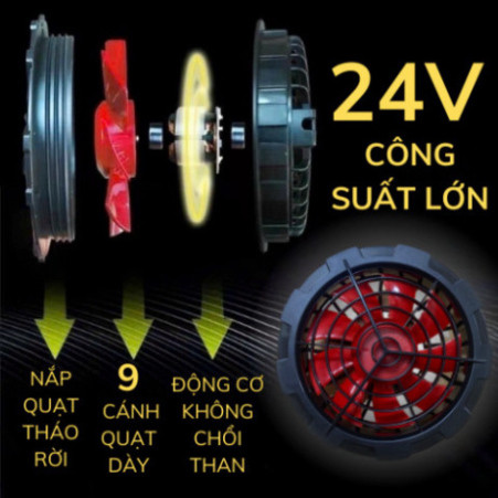Phụ kiện áo điều hòa chính hãng, quạt kép 9 cánh không chổi than, dây cáp kết nối cao cấp chống đứt
