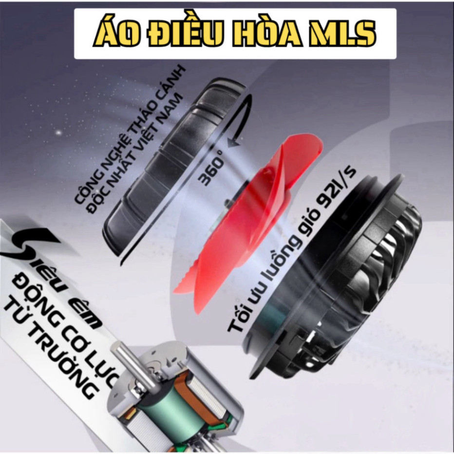Phụ kiện áo điều hòa chính hãng, quạt kép 9 cánh không chổi than, dây cáp kết nối cao cấp chống đứt