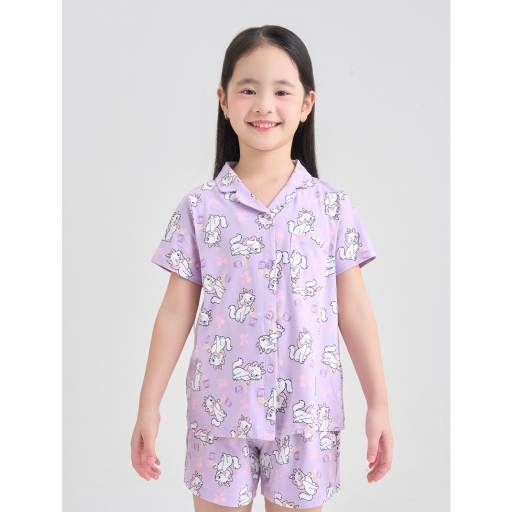 Bộ pyjama bé gái CANIFA áo cộc tay in hoạ tiết quần đùi 1LS25S012