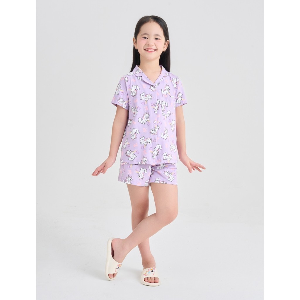 Bộ pyjama bé gái CANIFA áo cộc tay in hoạ tiết quần đùi 1LS25S012