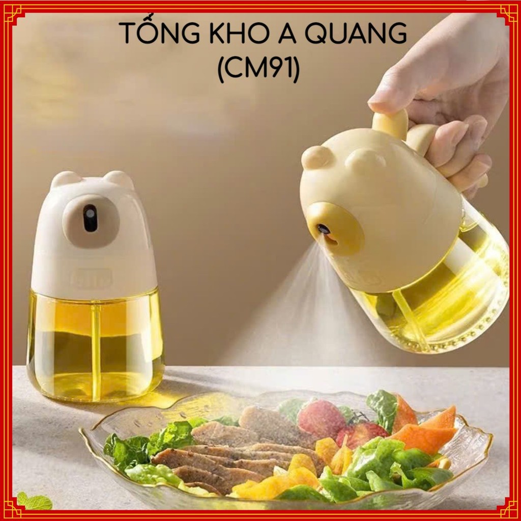Chai Xịt Dầu Thủy Tinh Có Vòi Phun,Bình Xịt Dầu Ăn Siêu Tiện Dụng Cho Bếp - BÌNH XỊT DẦU ĂN HÌNH GẤU DUNG TÍCH 300ML