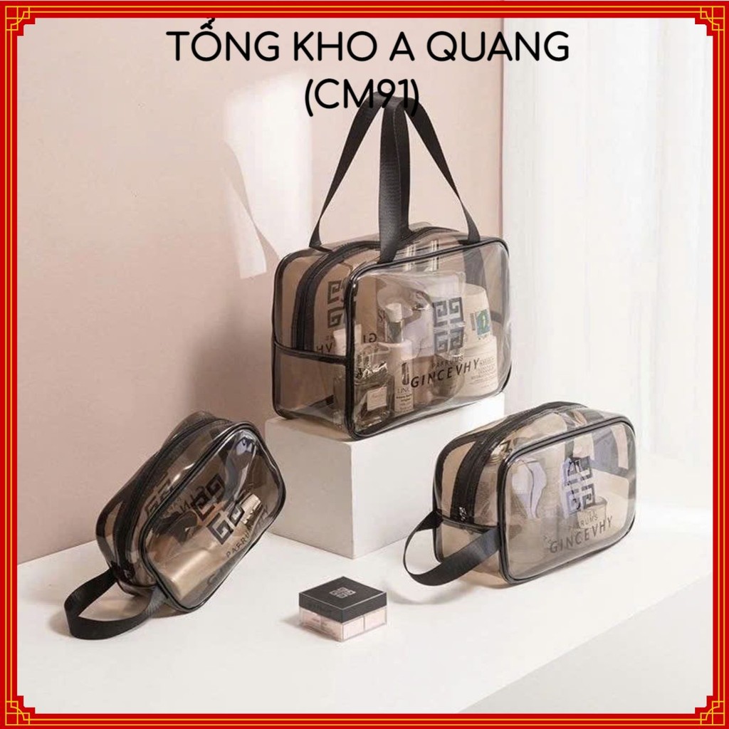 Túi Du Lịch Chống Thấm Nước Gấp Gọn,Combo 3 Túi Trong Suốt Đựng Đồ Trang Điểm - SET TÚI ĐỰNG MỸ PHẨM TRONG SUỐT 3 SIZE