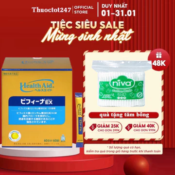 Men tiêu hóa Bifina Nhật Bản 60 gói - Thoát ngay táo bón,tiêu chảy - Loại EX hộp 60 gói - THUOCTOT247