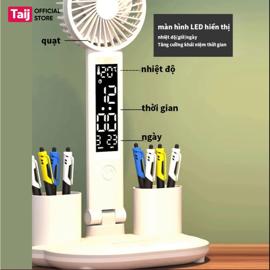 Đèn Học Để Bàn Chống Cận 2 Đèn Led Dọc Tích Điện 20.000mAh Tích Hợp Màn Hình Hiện Thị Led Và Quạt