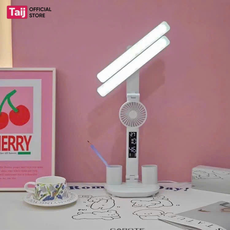 Đèn Học Để Bàn Chống Cận 2 Đèn Led Dọc Tích Điện 20.000mAh Tích Hợp Màn Hình Hiện Thị Led Và Quạt