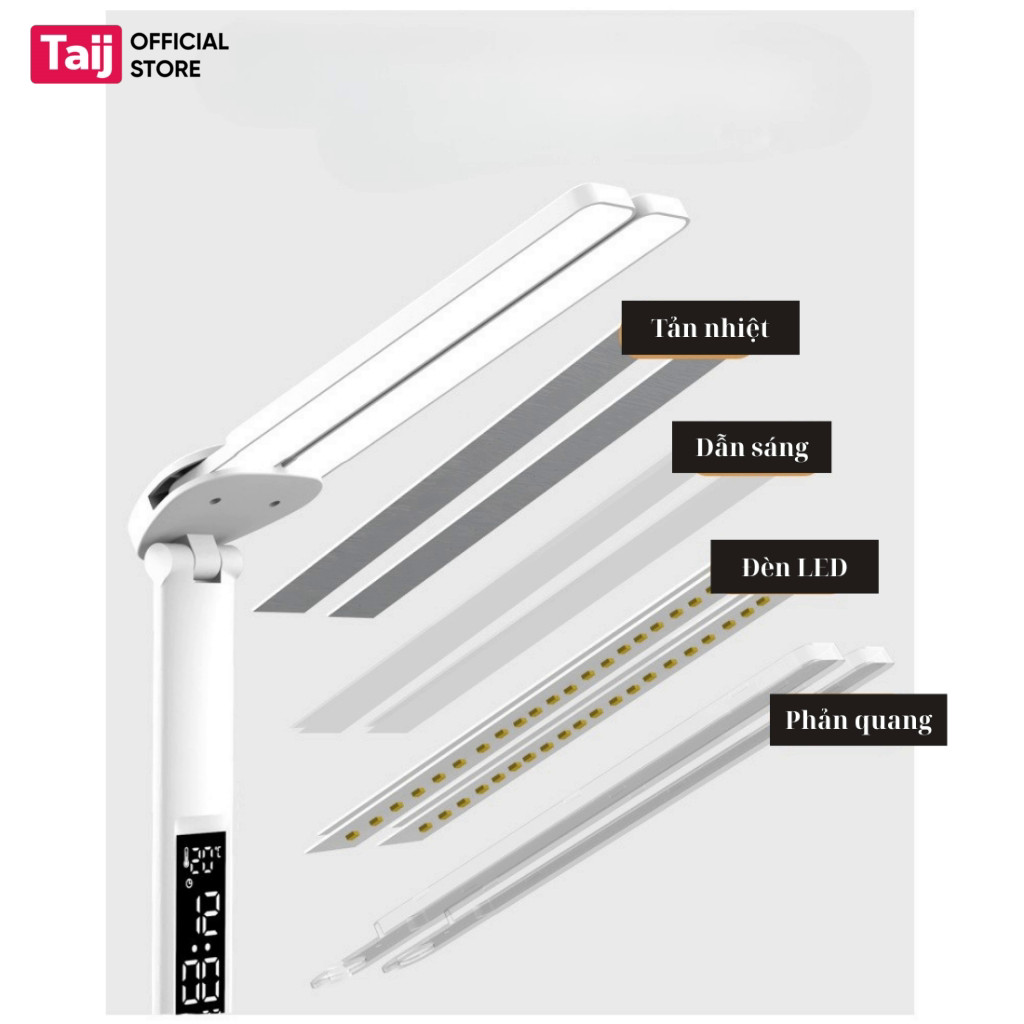 Đèn Học Để Bàn Chống Cận 2 Đèn Led Dọc Tích Điện 20.000mAh Tích Hợp Màn Hình Hiện Thị Led Và Quạt