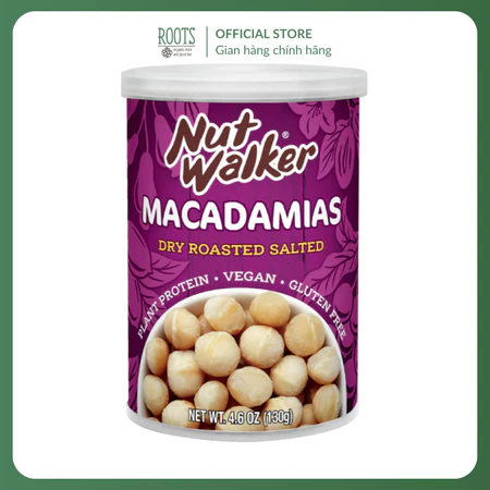 Hạt Macca Rang Muối, Macadamias, Dry Roasted Salted, 4.6 oz (130g)