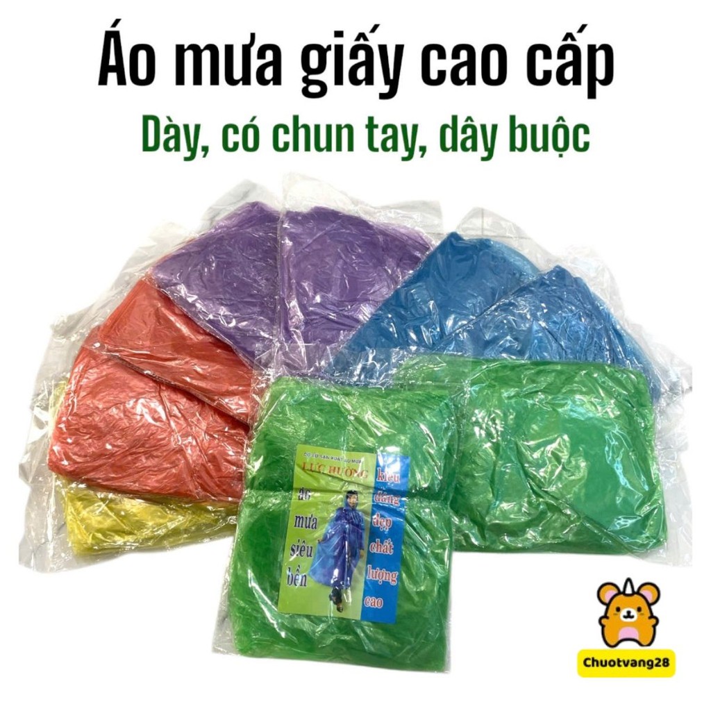 Combo 50 áo mưa giấy nhiều màu dùng 1 lần siêu dai siêu bền